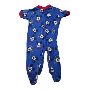Vintage Disney Mickey Mouse Footed Sleeper One Piece Blue Red Fleece Pajamas...